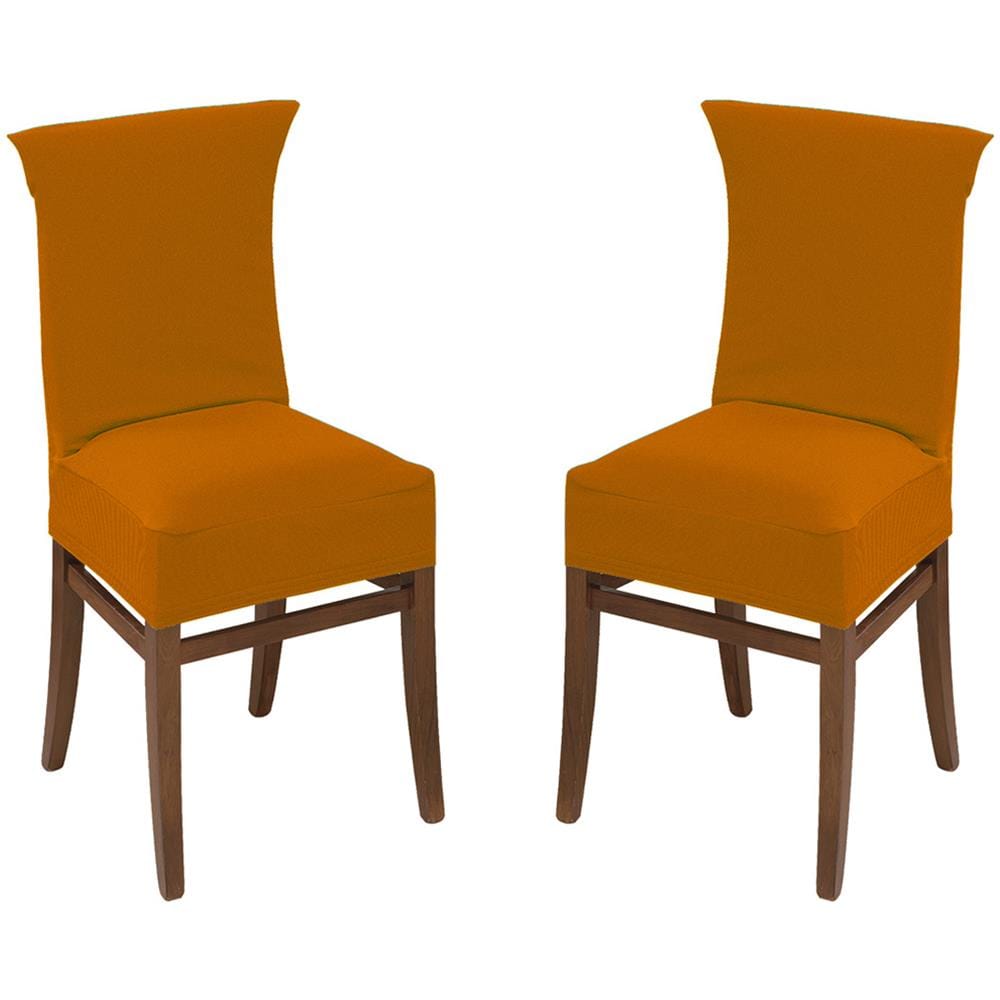 Coppia Coprisedia Con Schienale Antimacchia In Tinta Unita Modello Easy Arancio - Foto 1