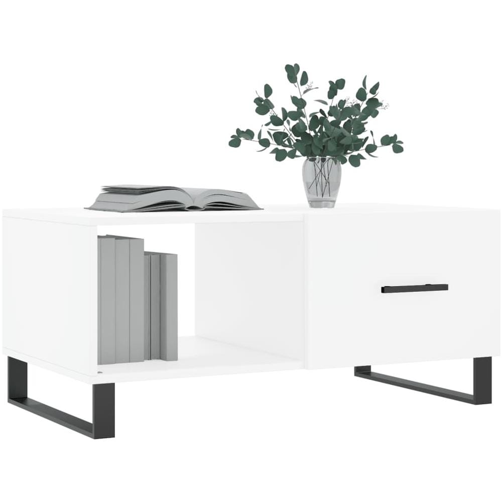 Tavolino Da Salotto Bianco 90x50x40 Cm In Legno Multistrato - Foto 3