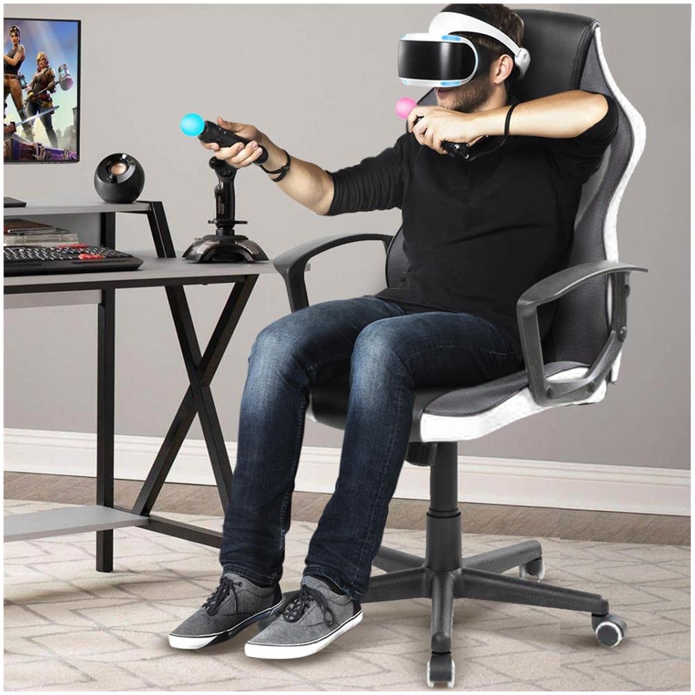 Sedia Poltrona Gaming Scrivania Ufficio Regolabile Girevole Direzionale Bianco - Foto 5