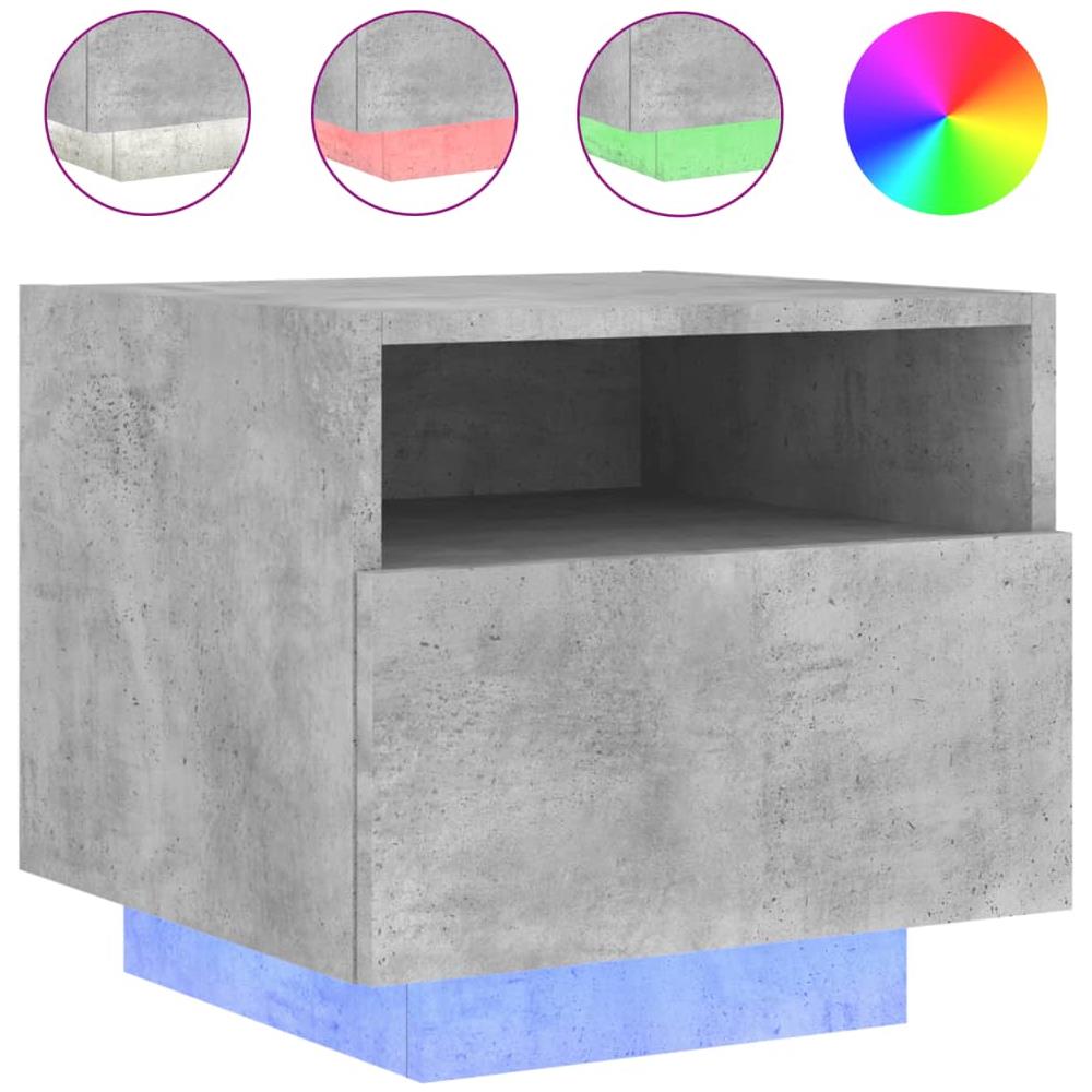 Comodino Con Luci Led Grigio Cemento 40x39x37 Cm - Foto 2
