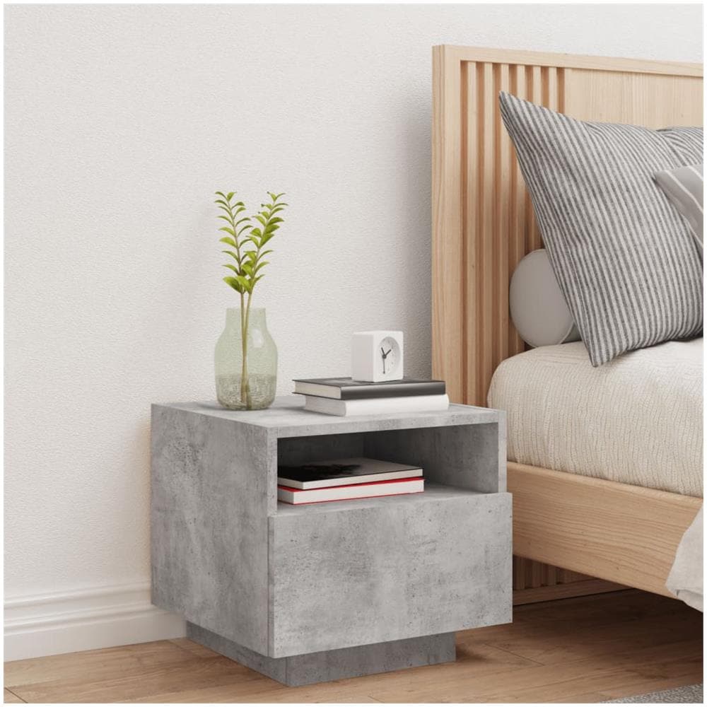 Comodino Con Luci Led Grigio Cemento 40x39x37 Cm - Foto 3