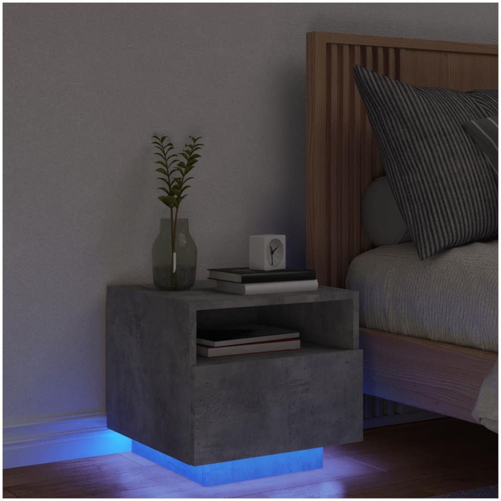 Comodino Con Luci Led Grigio Cemento 40x39x37 Cm - Foto 1