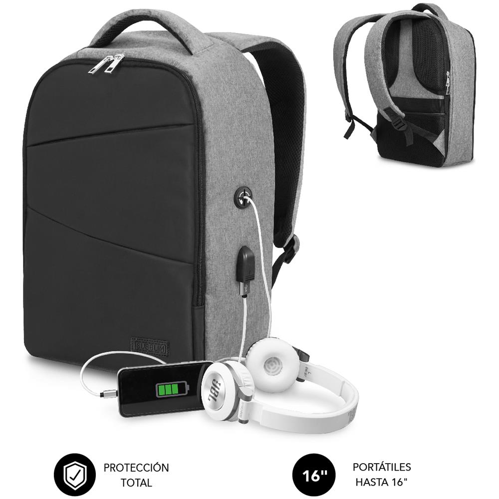 MOCHILA SECURE V2 AP ANTIROBO 16'' GRIS 40,6 cm (16") Zaino Nero, Grigio - Foto 1
