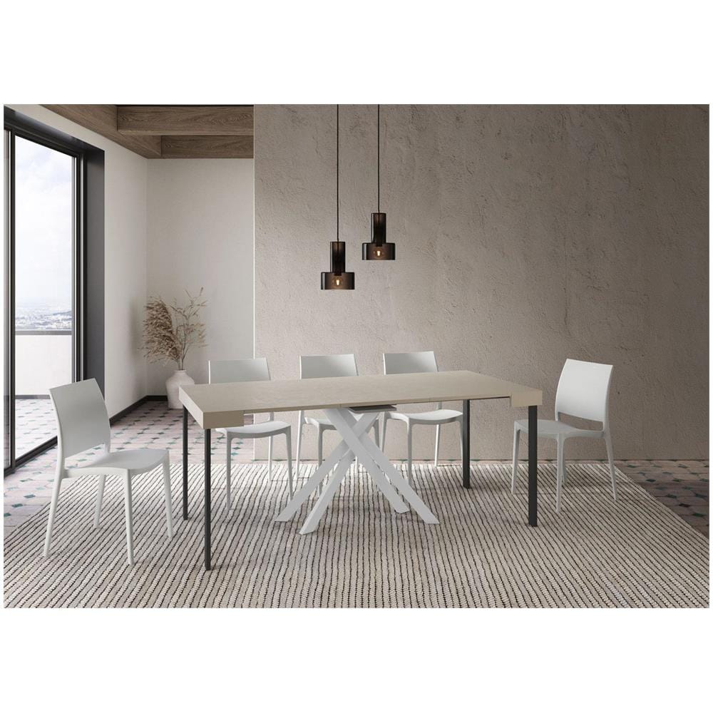 Consolle allungabile 90x40/196 cm Krack Small cashmere gambe bianche - Foto 3