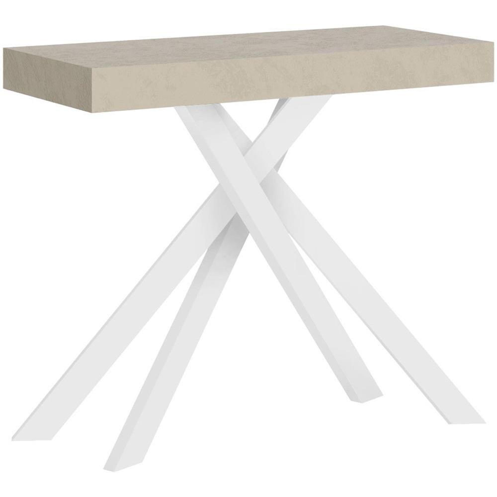 Consolle allungabile 90x40/196 cm Krack Small cashmere gambe bianche - Foto 1