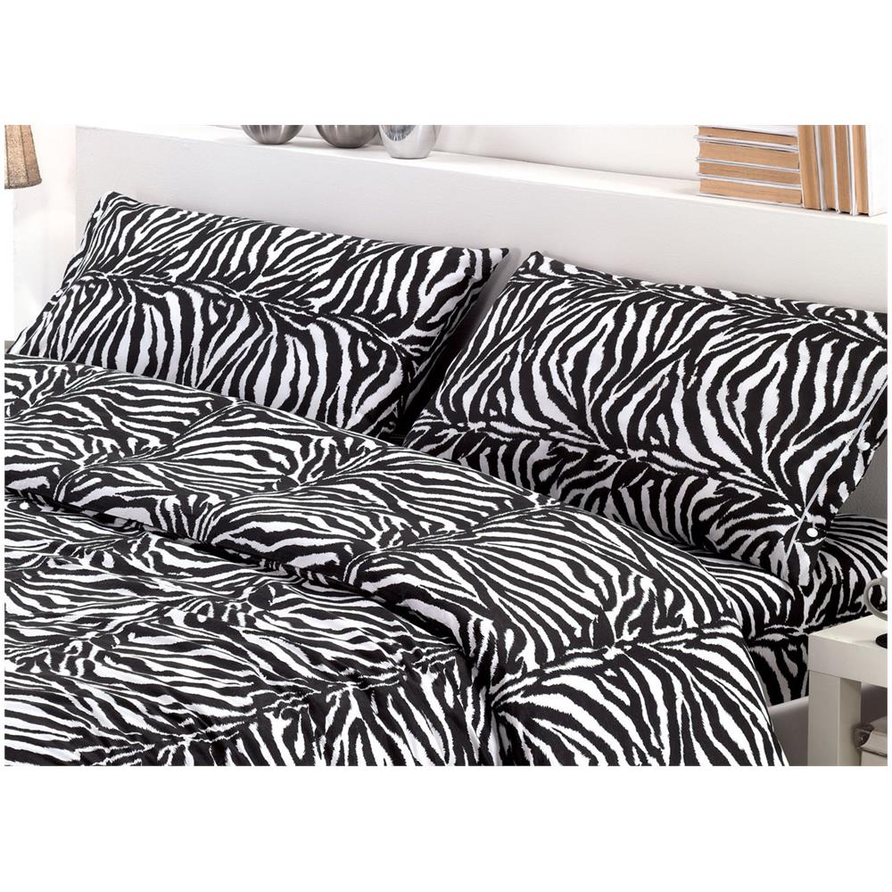 Completo Lenzuola Letto In 100% Cotone Disegno Animalier Zebrato Matrimoniale Zebrato - Foto 2