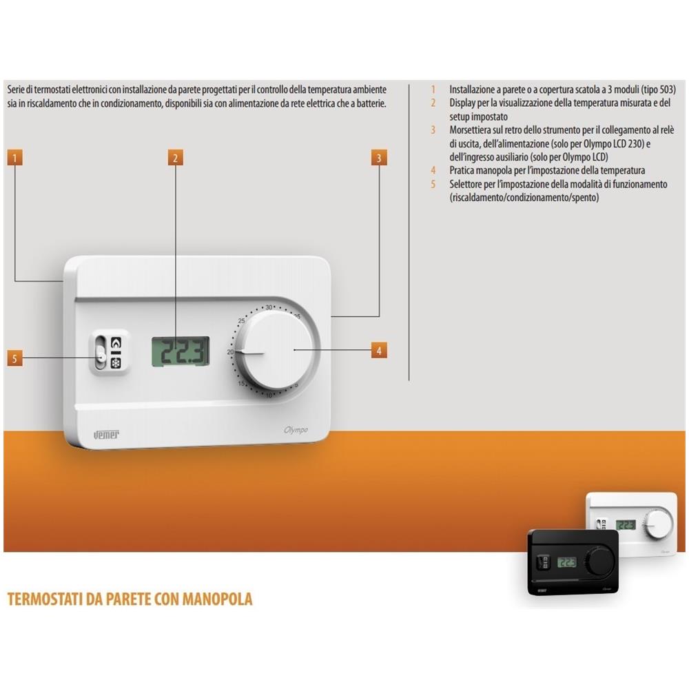 Termostato da parete OLYMPO NERO LCD - Foto 3