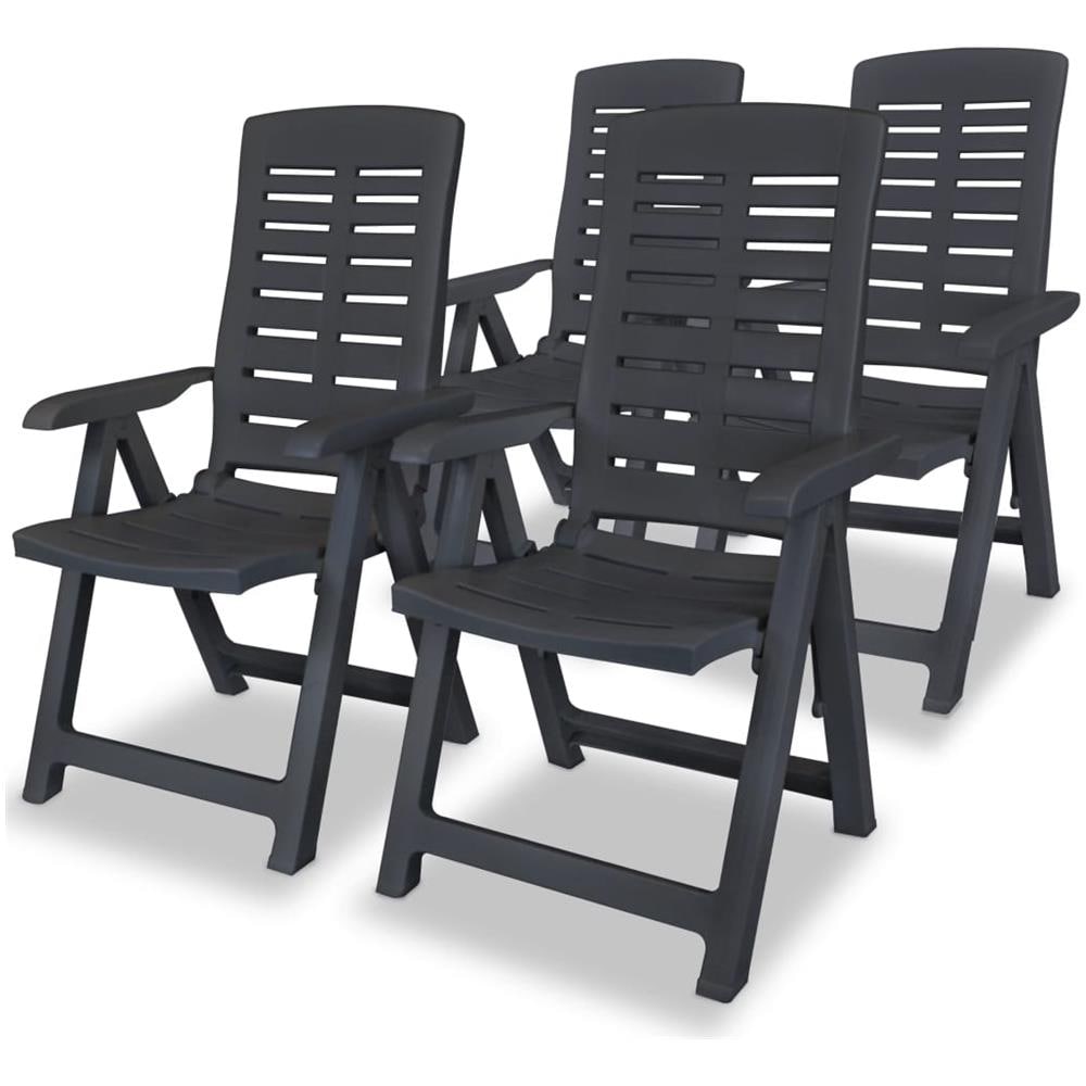 Sedie Reclinabili Giardino 4 pz in Plastica Antracite - Foto 1