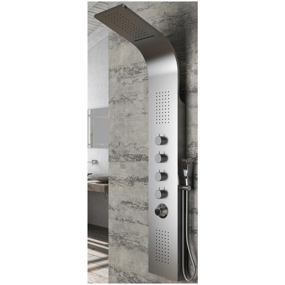 Colonna Doccia 004 Termostatica Acciaio Inox 4 Funzioni Getto A Cascata 2 Bocchette Idro Lombari L20xp44xh165 *** Finitura- : Spazzolato - Foto 1
