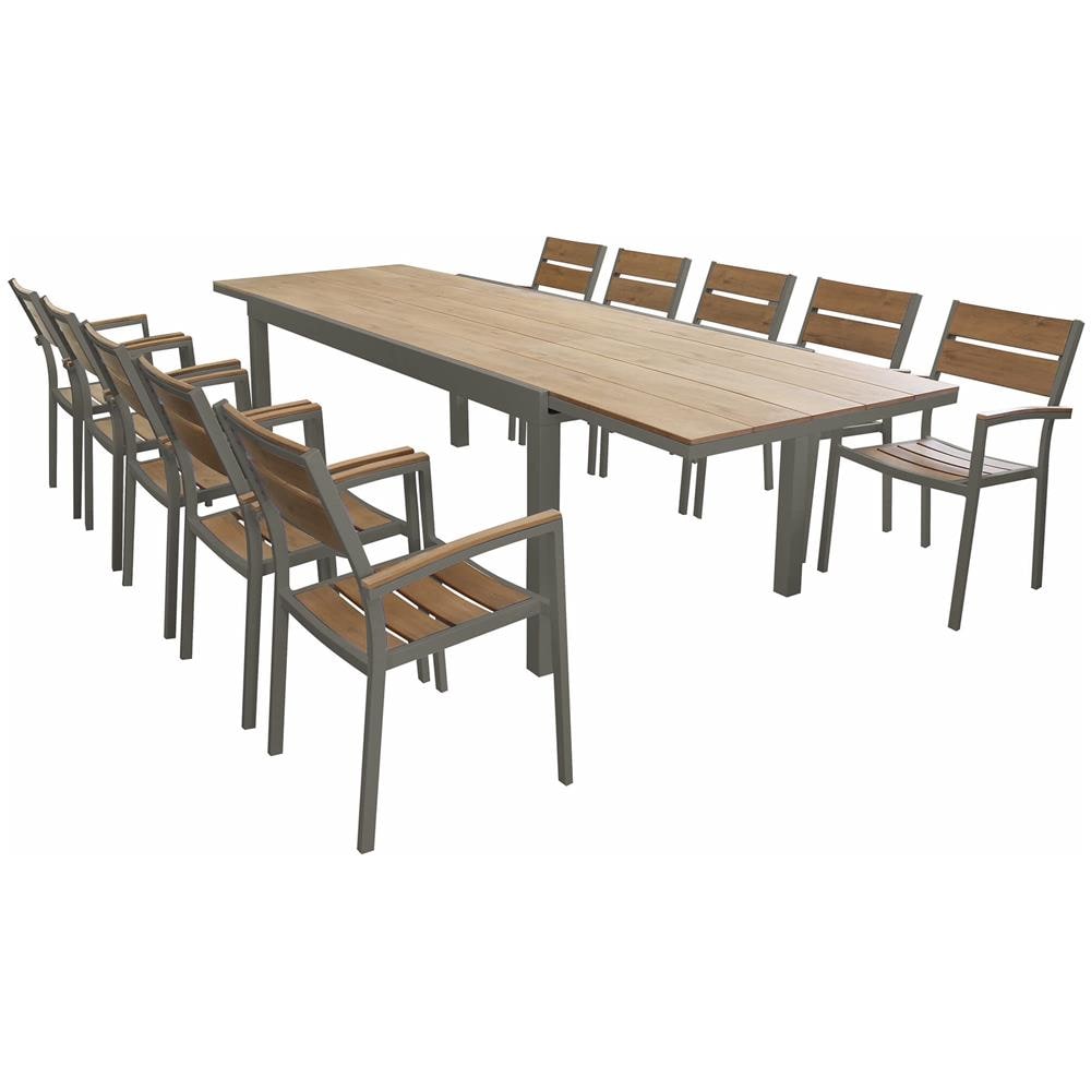 Viduus - Set Tavolo In Alluminio E Polywood Cm 200/300 X 95 X 75 H Con 10 Poltrone Viduus - Foto 1