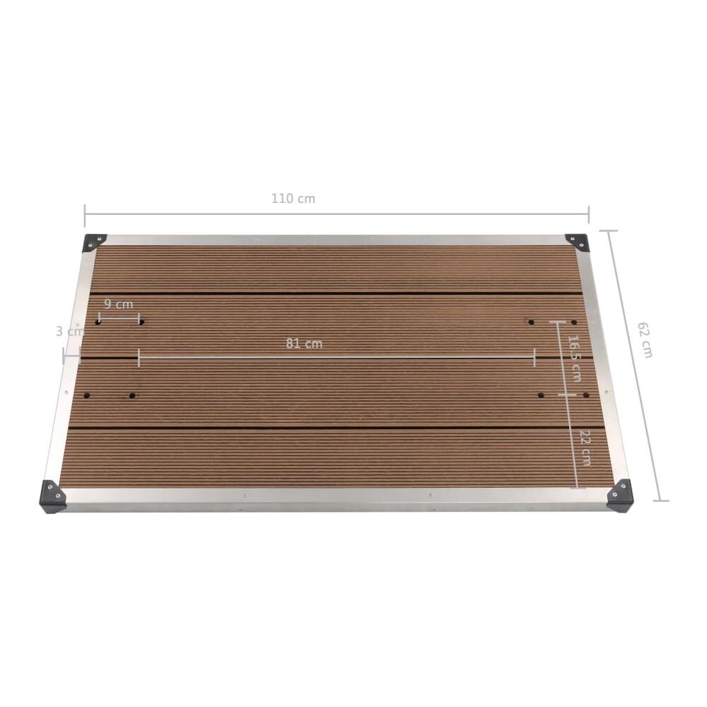 Piatto Doccia Da Esterni In Acciaio Inox Wpc 110x62 Cm Marrone - Foto 8