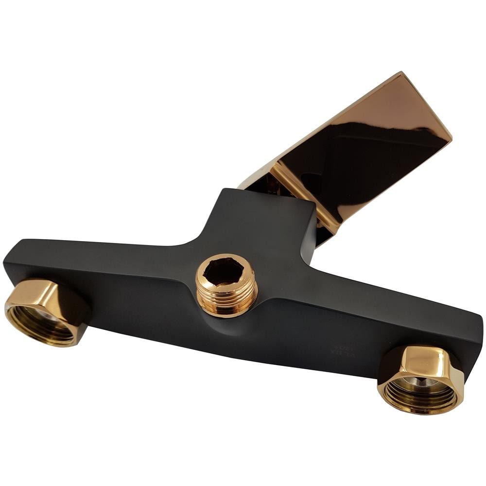 Nero / rose Gold Ottone Bagno Doccia Rubinetto Miscelatore Parete Leva Singola - Foto 4