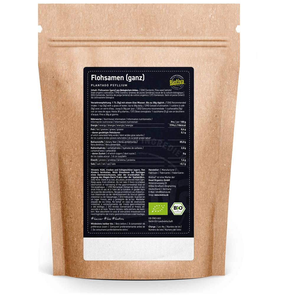 Semi Di Psillio Bio - 1000g - Interi - 1kg - Alta Qualità: 99% Purezza - Busta Richiudibile - Senza Lattosio, Glutine - Foto 2