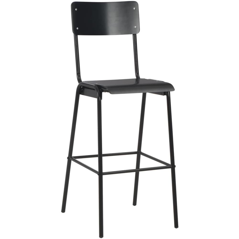 Sedie Da Bar 4 Pz Nere In Compensato Solido E Acciaio - Foto 2