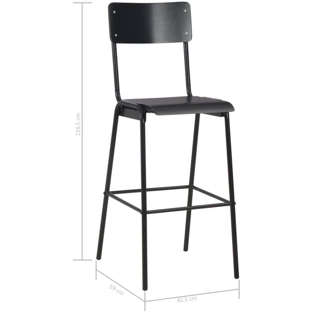 Sedie Da Bar 4 Pz Nere In Compensato Solido E Acciaio - Foto 8