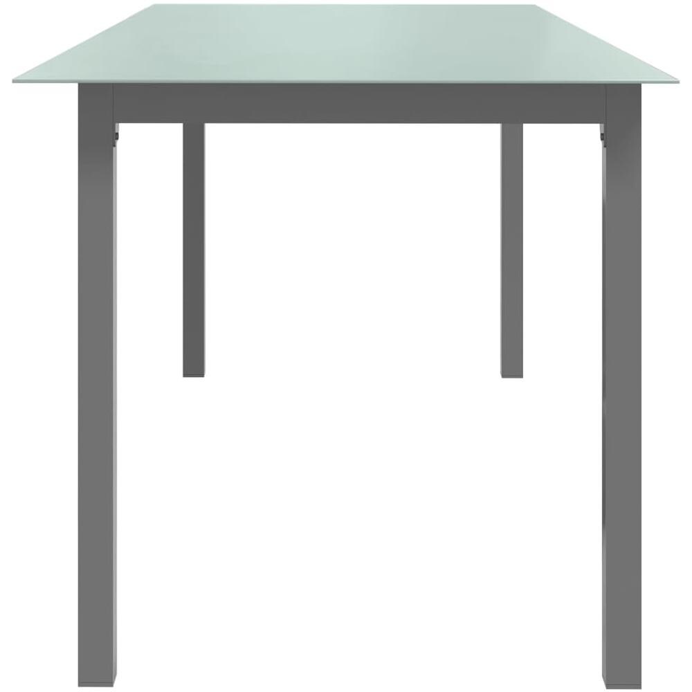 Tavolo da Giardino Grigio Chiaro 190x90x74cm Alluminio e Vetro - Foto 3