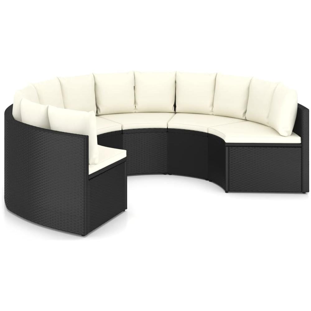 Set Divani da Giardino 6 pz con Cuscini in Polyrattan Nero - Foto 1