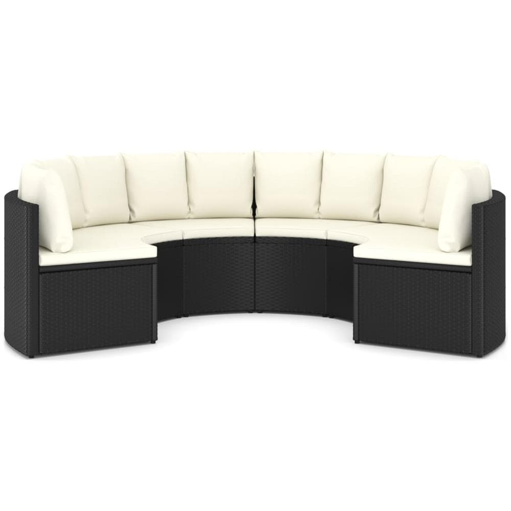 Set Divani da Giardino 6 pz con Cuscini in Polyrattan Nero - Foto 3