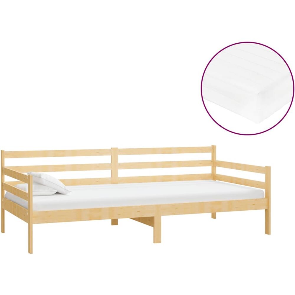 Divano Letto con Materasso 90x200 cm Legno Massello di Pino - Foto 2