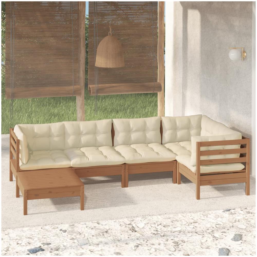 VidaXL Set Divani Da Giardino Modulare 3 Pezzi In Legno Acacia Con Cuscini Crema
