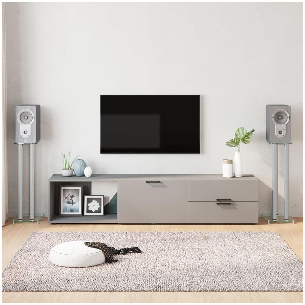 Pedane Casse 2pz Argento Vetro Temperato Design A 3 Pilastri - Foto 1