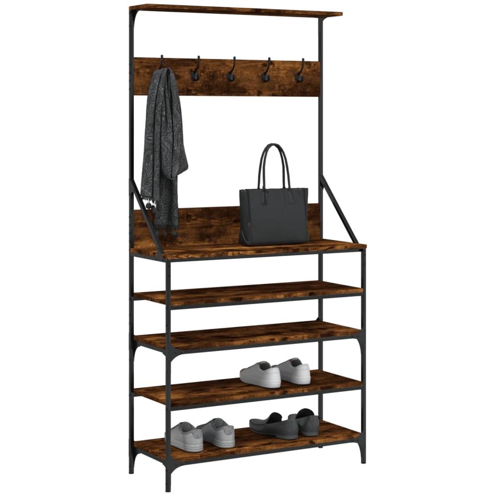 Appendiabiti Con Porta Scarpe Rovere Fumo 90x34x184 Cm - Foto 3