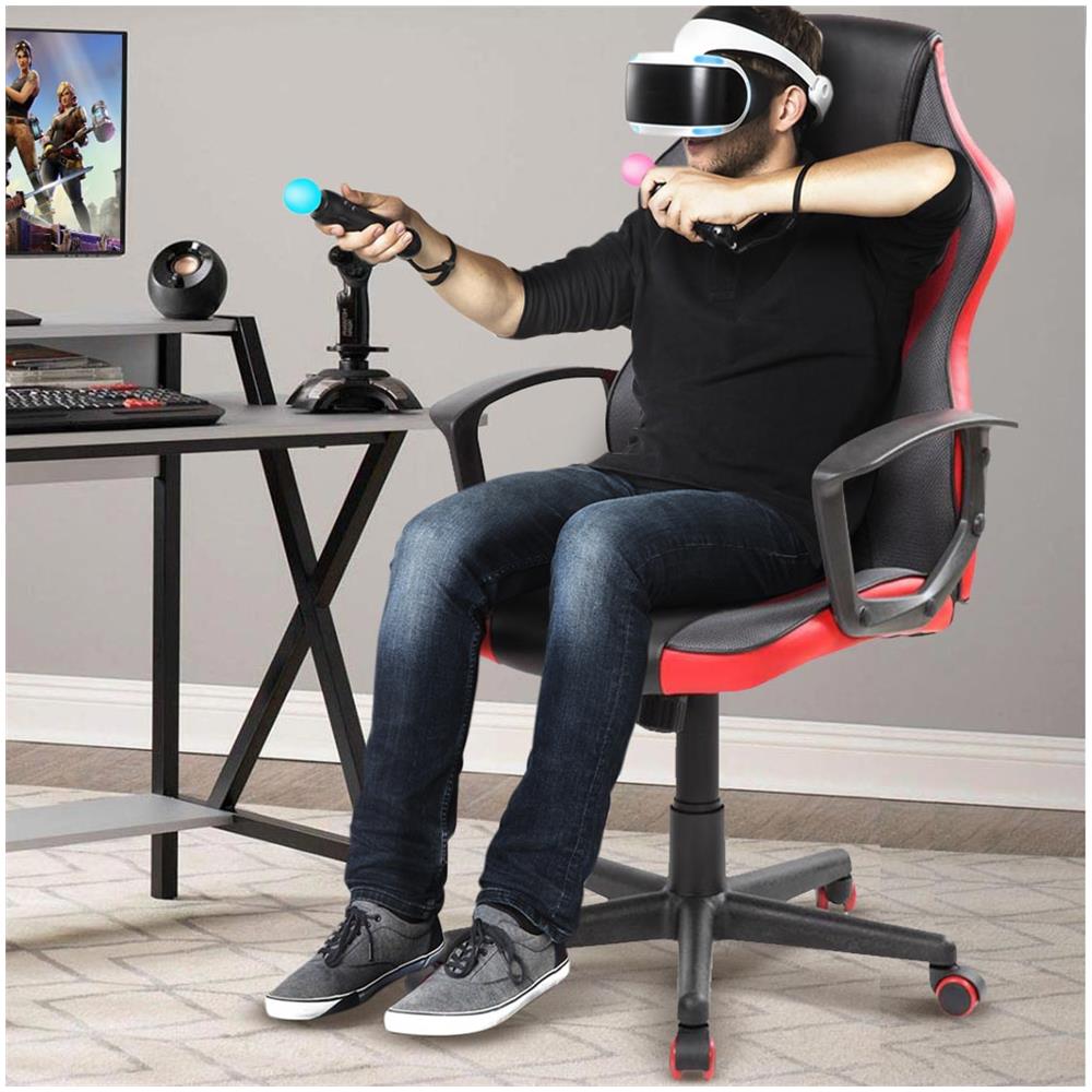 Sedia Poltrona Gaming Scrivania Ufficio Regolabile Girevole Direzionale Rosso - Foto 2