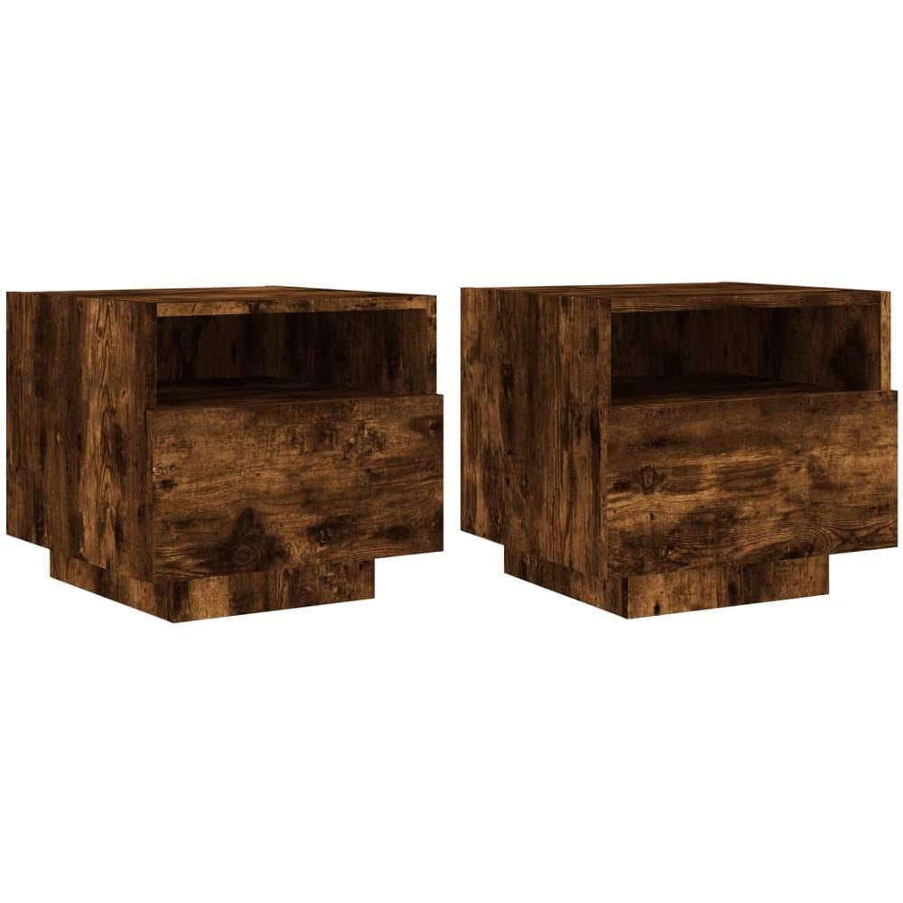Comodini Con Luci Led 2pz Rovere Fumo 40x39x37 Cm - Foto 2