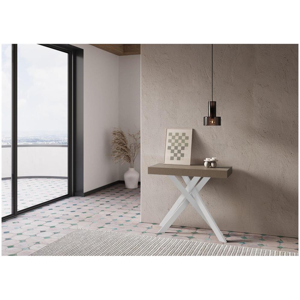 Consolle allungabile 90x40/196 cm Krack Small tortora gambe bianche - Foto 2