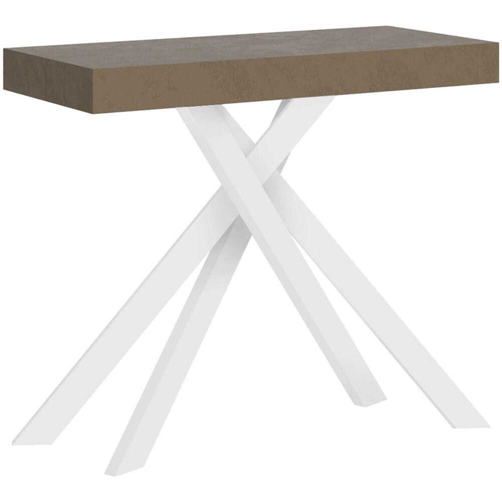 Consolle allungabile 90x40/196 cm Krack Small tortora gambe bianche - Foto 1