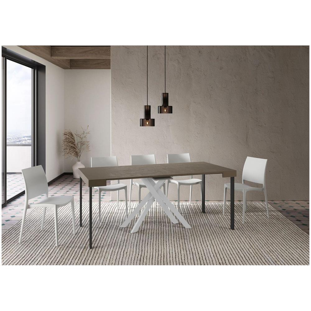 Consolle allungabile 90x40/196 cm Krack Small tortora gambe bianche - Foto 3