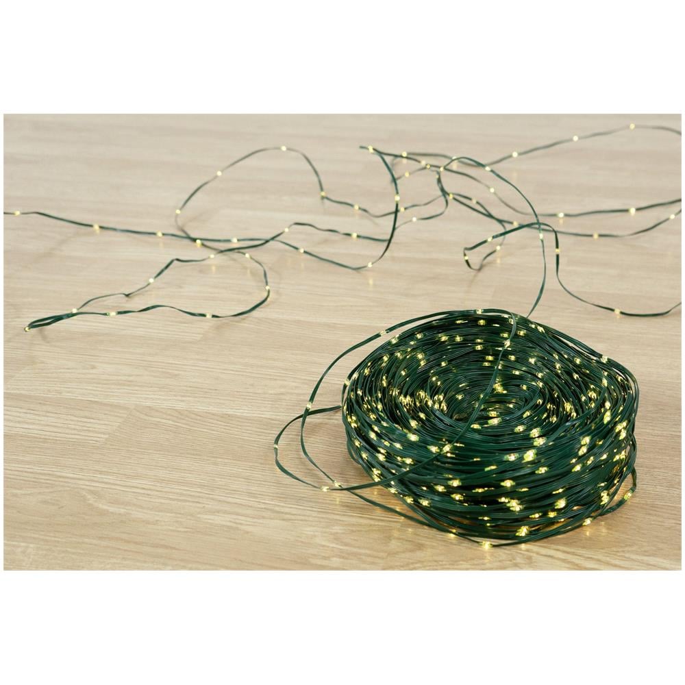 Catena Luminosa 35 mt, 500 MicroLed a Goccia Bianco Caldo 2700K | Luci Per Albero di Natale e Decorazioni Natalizie, Adatte per Interno ed Esterno, 8 Giochi di Luce, Cavo Verde in soft PVC - Foto 1