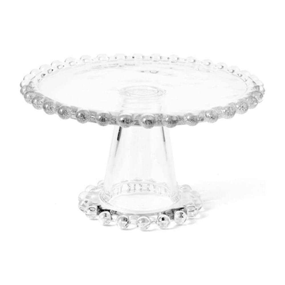 Alzata con piede Collier in vetro trasparente con ala perlinata cm 21 - Foto 1