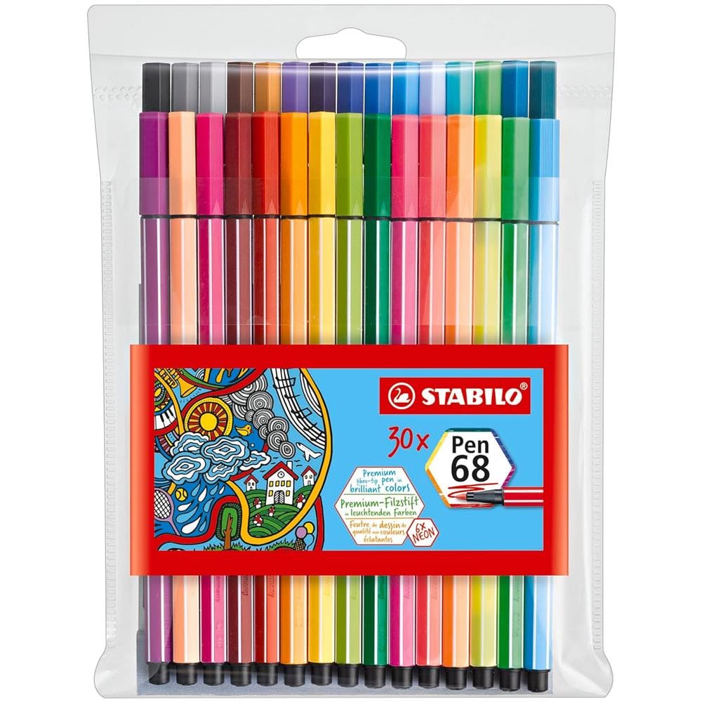 Pen 68 - Pennarello Premium - Astuccio da 30 (24 + 6 NEON) - Colori Assortiti - Foto 1