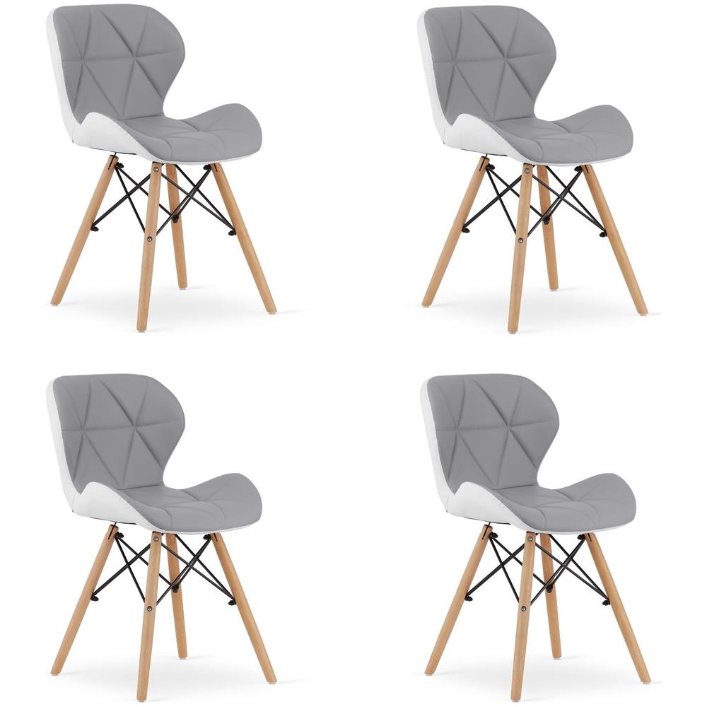 Sedia WAKO Design moderno Grigio-Bianco x4 - Foto 1