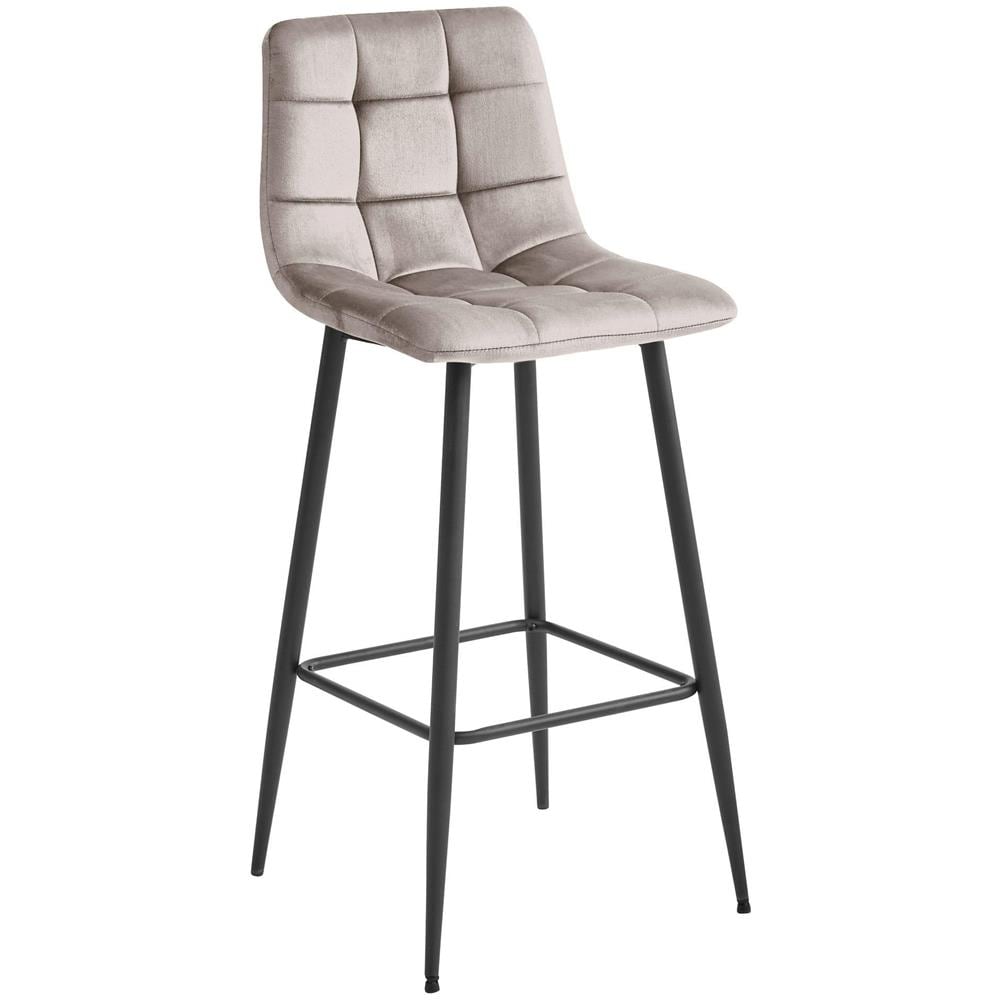 Sgabello da bar TEOTO - Velluto beige scuro con gambe nere x 3 - Foto 2