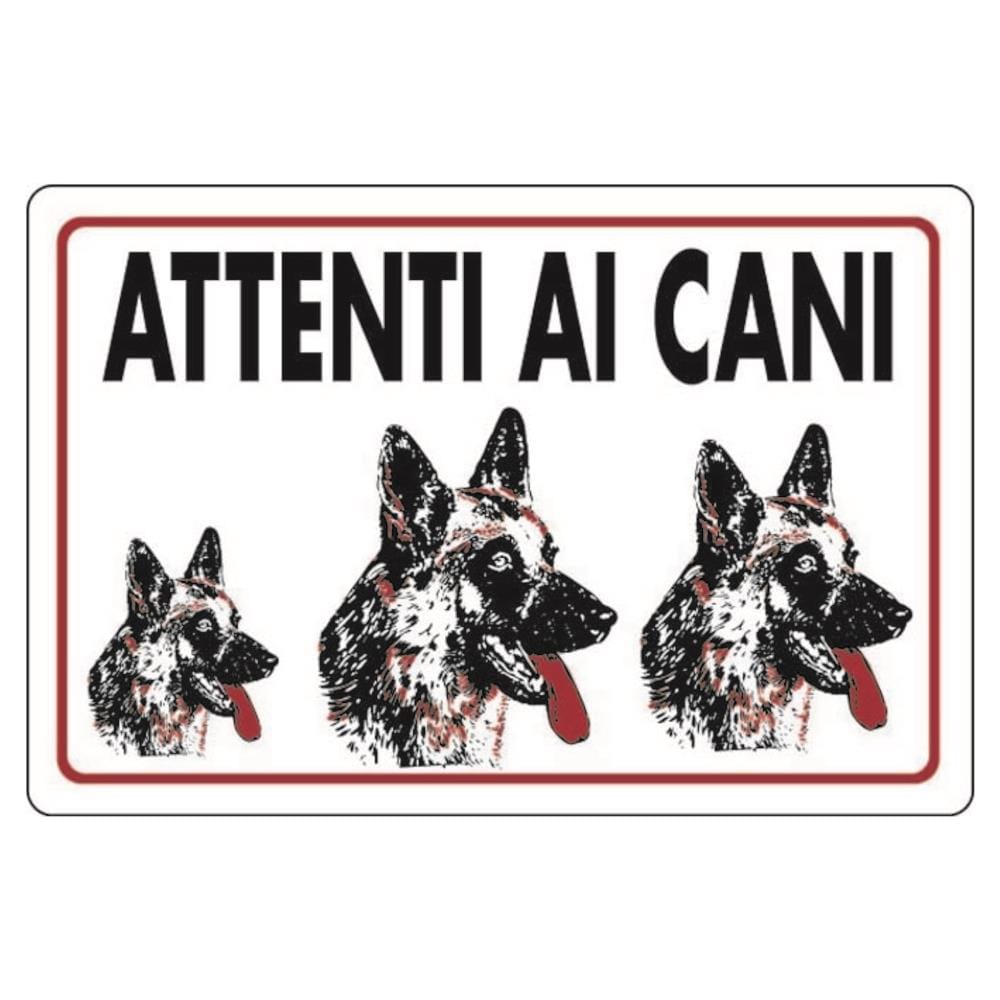 Cartello In Plastica Bianca Attenti Ai Cani 30x20 Cm - Foto 1