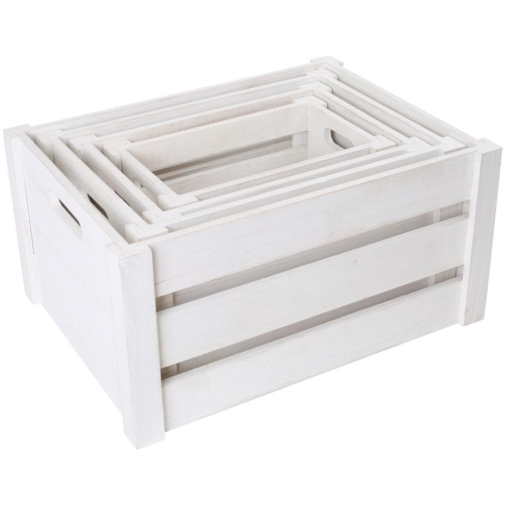 Set 4 Cassette Legno Bianco Decorative 4 Misure - Foto 4