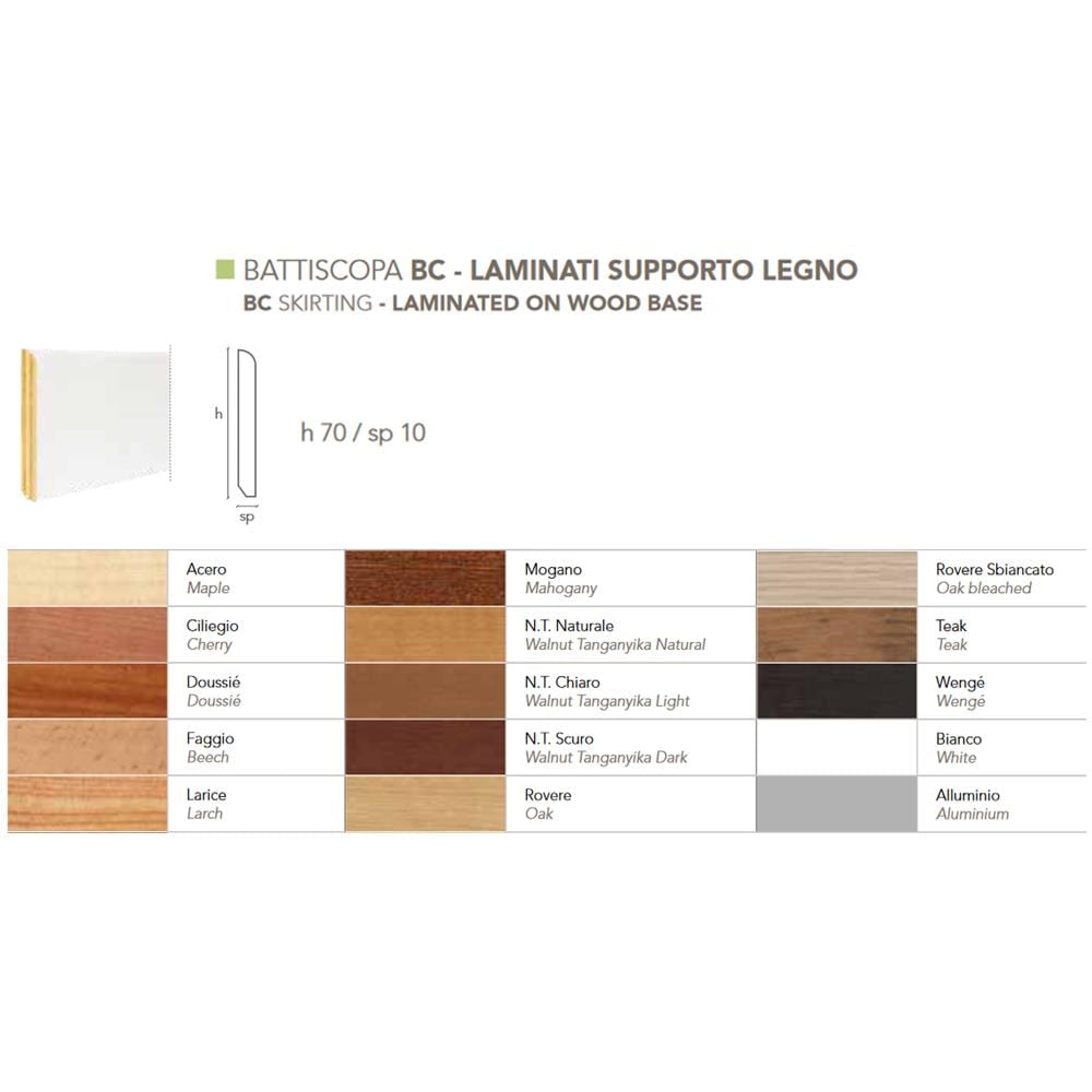 Battiscopa Economico In Legno Multistrato Impiallacciato Varie Texture 70x10mm (prezzo al metro lineare) - Foto 1