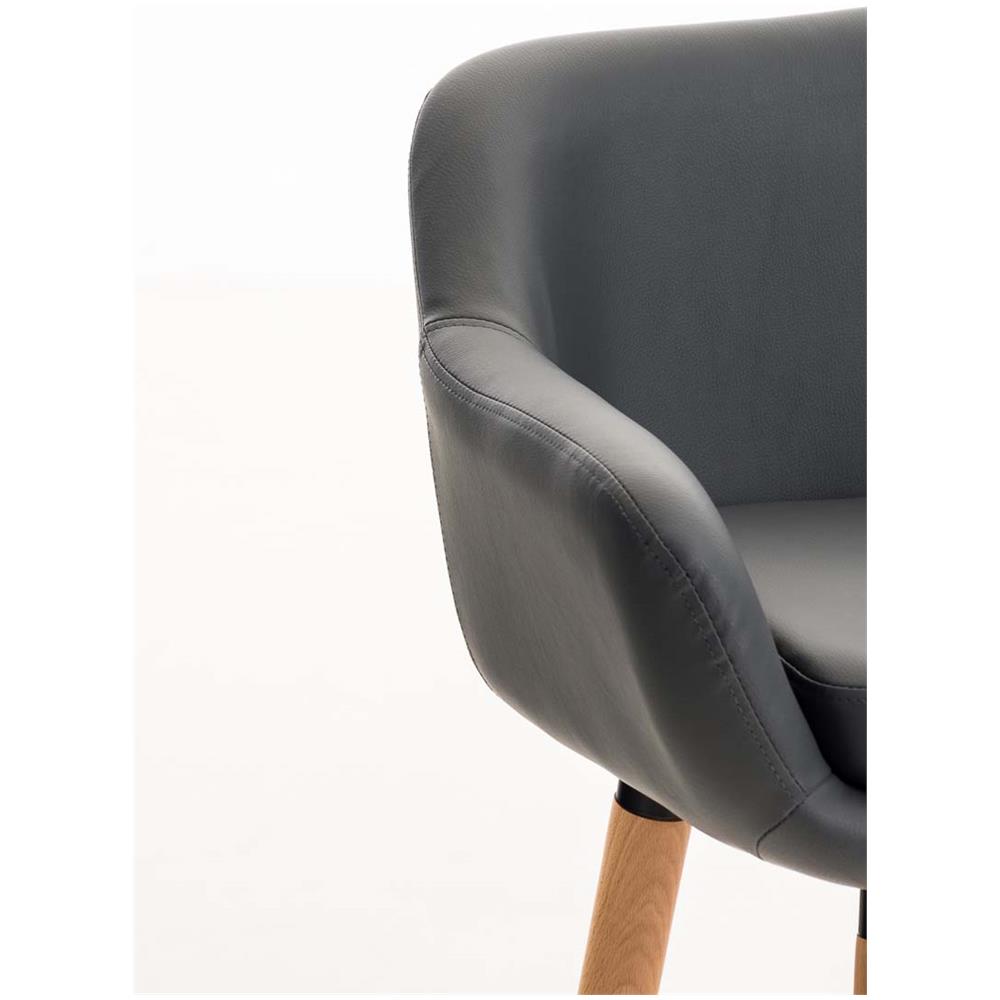 Sgabello Grant con Fodera in Similpelle, Sedia Alta da Bar con Telaio a 4 Gambe, Sgabello da bancone con Schienale e poggiapiedi, Sgabello Alto da banco Bar con braccioli Grigio - Foto 5