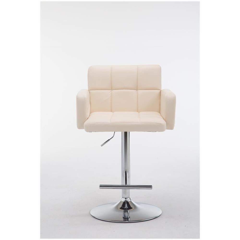 Sgabello Bar Design Los Angeles I Sedia Sgabello Imbottita In Similpelle I Sgabello Girevole Con Braccioli E Schienale I Sedia Poltroncina Crema - Foto 2