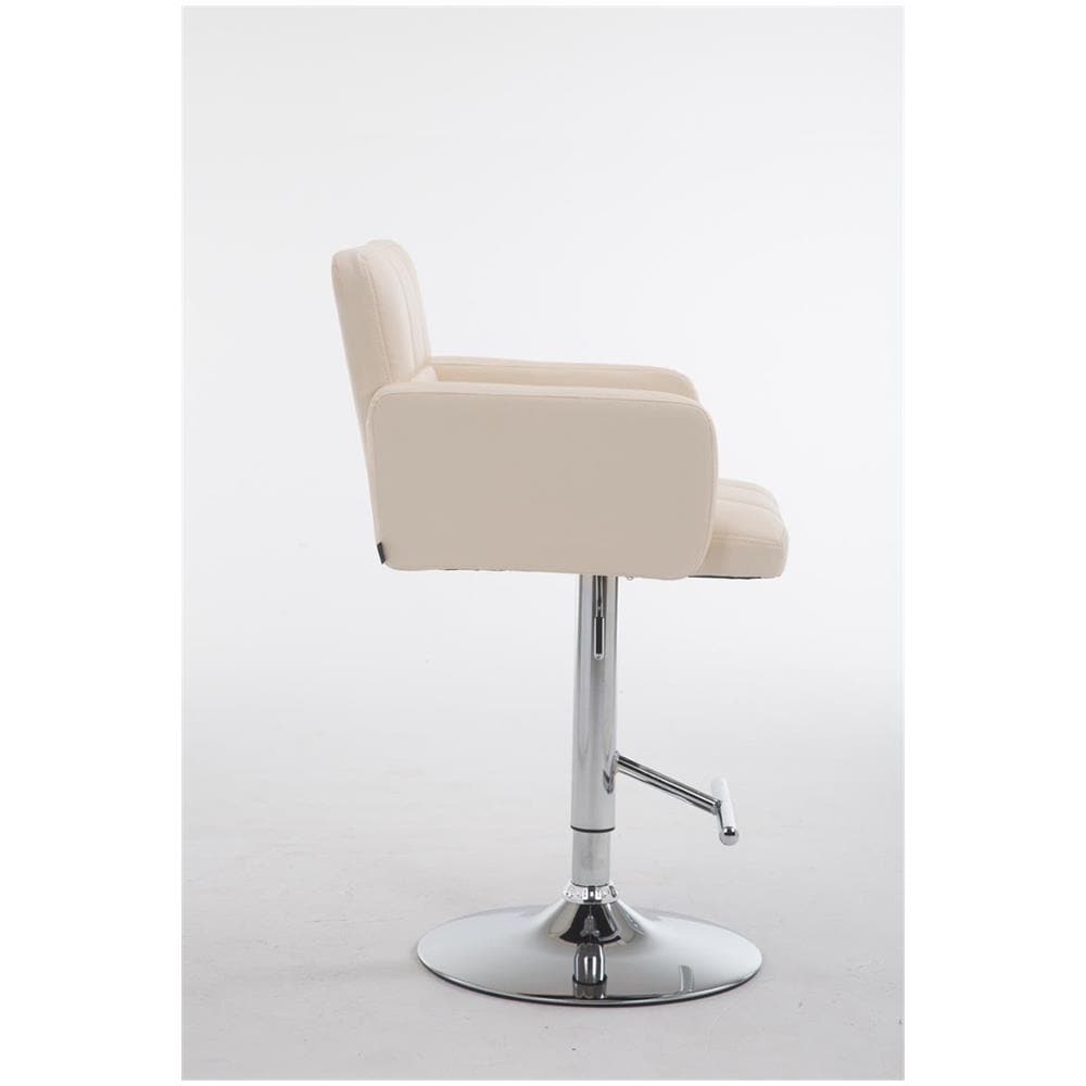 Sgabello Bar Design Los Angeles I Sedia Sgabello Imbottita In Similpelle I Sgabello Girevole Con Braccioli E Schienale I Sedia Poltroncina Crema - Foto 3