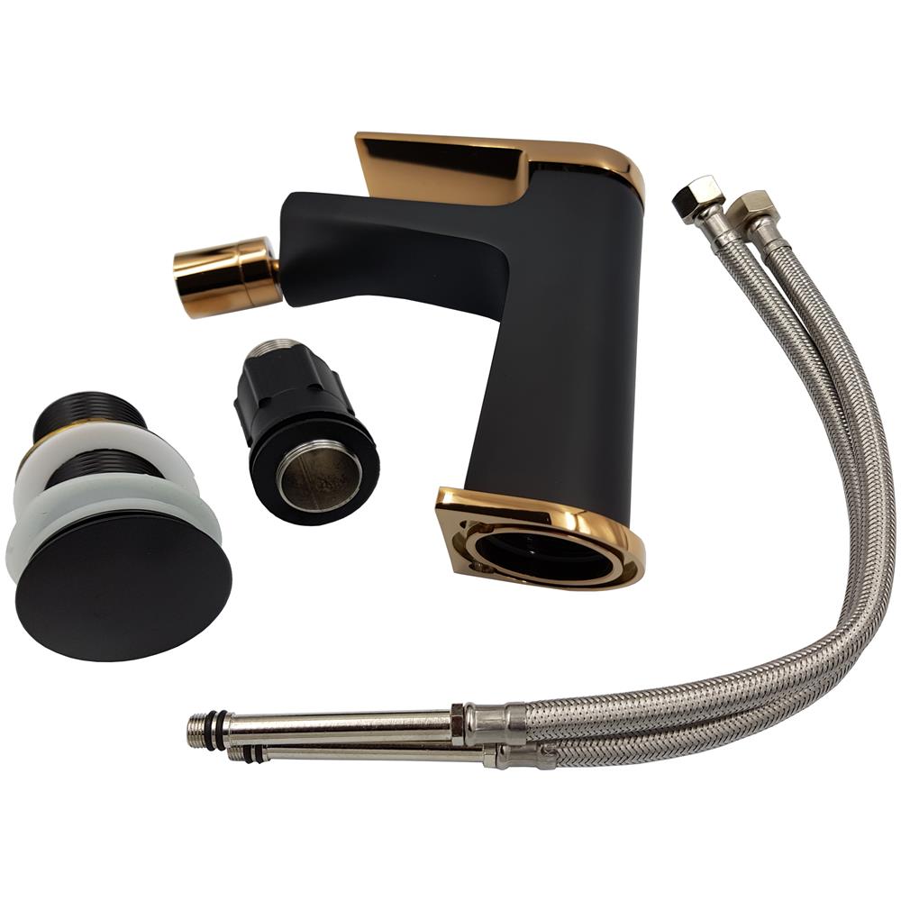 Nero / rose Gold Ottone Bagno Bidet Rubinetto Miscelatore Connettore Click-clack - Foto 3
