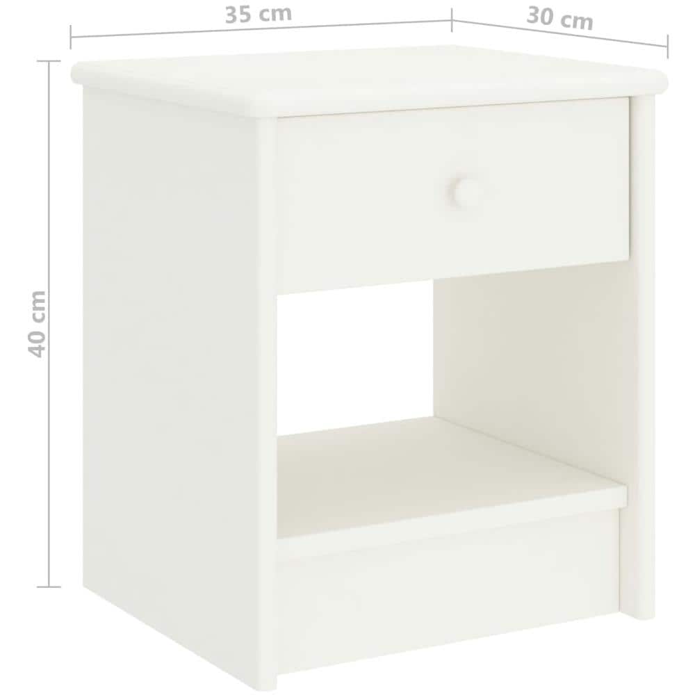 Comodino Bianco 35x30x40 Cm In Legno Massello Di Pino - Foto 6