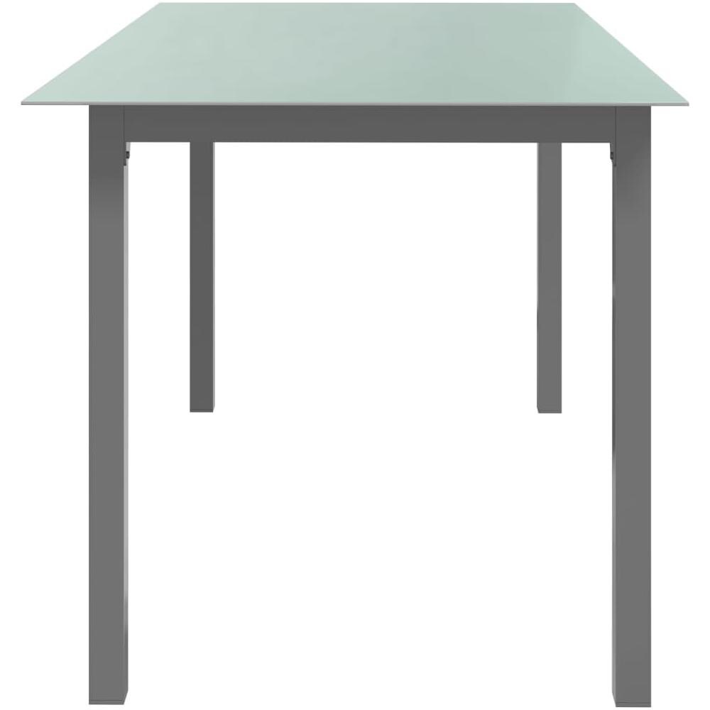 Tavolo da Giardino Grigio Chiaro 150x90x74cm Alluminio e Vetro - Foto 2