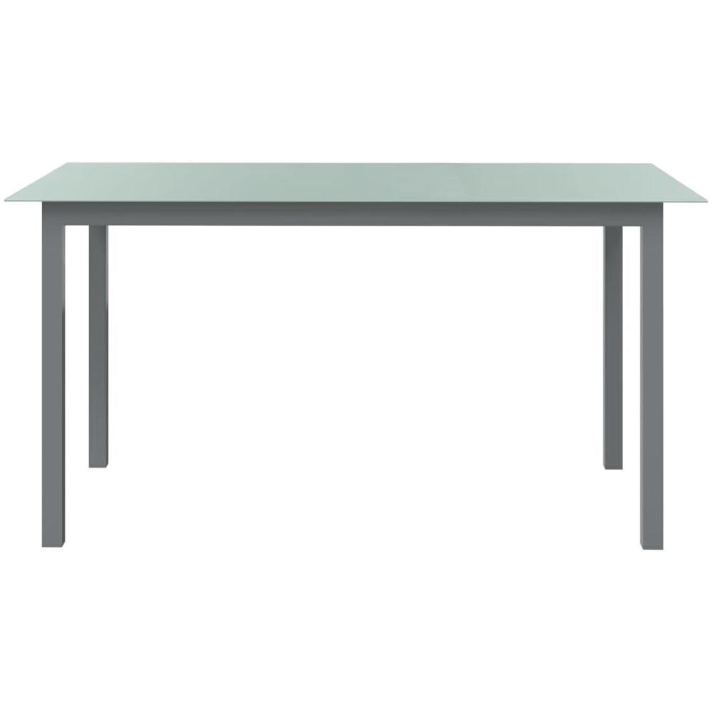 Tavolo da Giardino Grigio Chiaro 150x90x74cm Alluminio e Vetro - Foto 3