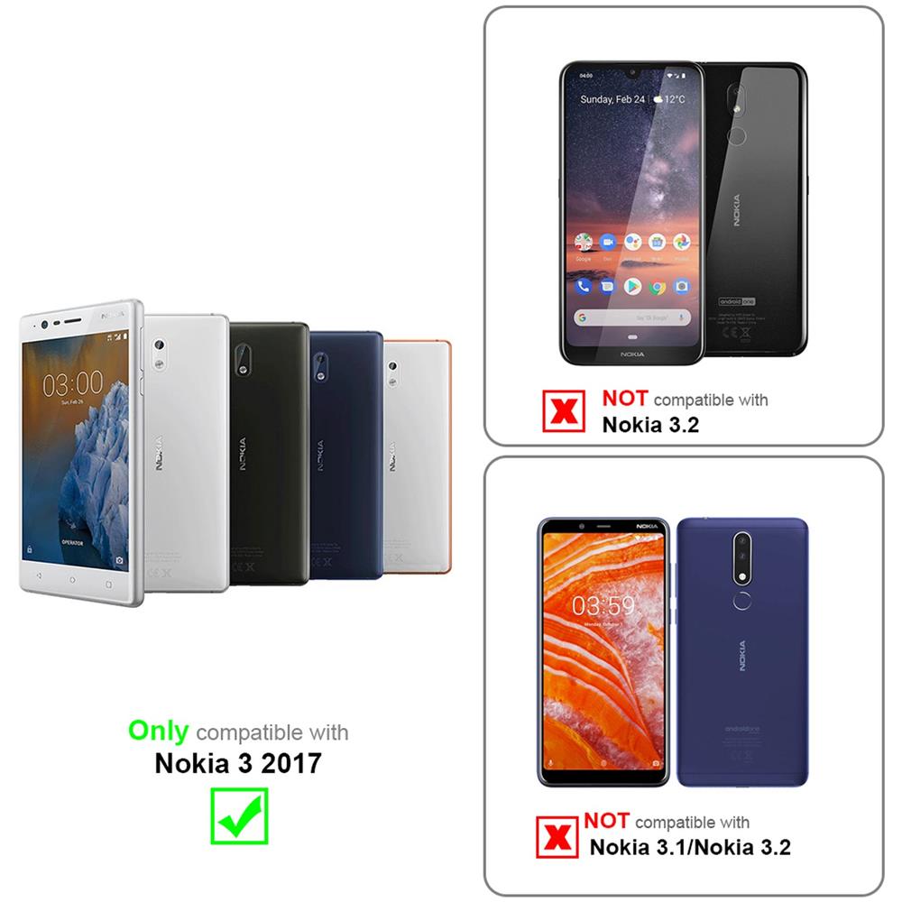 Custodia E 2x Vetro Di Protezione Temperato Compatibile Con Nokia 3 2017 In Transparente - Coperchio Protettivo Ibrido Con Bordo In Silicone Tpu E Retro In Vetro Acrilico - Foto 2
