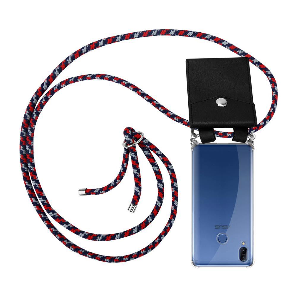 Catena Di Telefoni Cellulari Compatibile Con Asus Zenfone Max M2 In Rosso Blu Bianco - Coperchio Protettivo In Silicone Con Anelli D'argento, Cinturino In Corda E Custodia Staccabile - Foto 1
