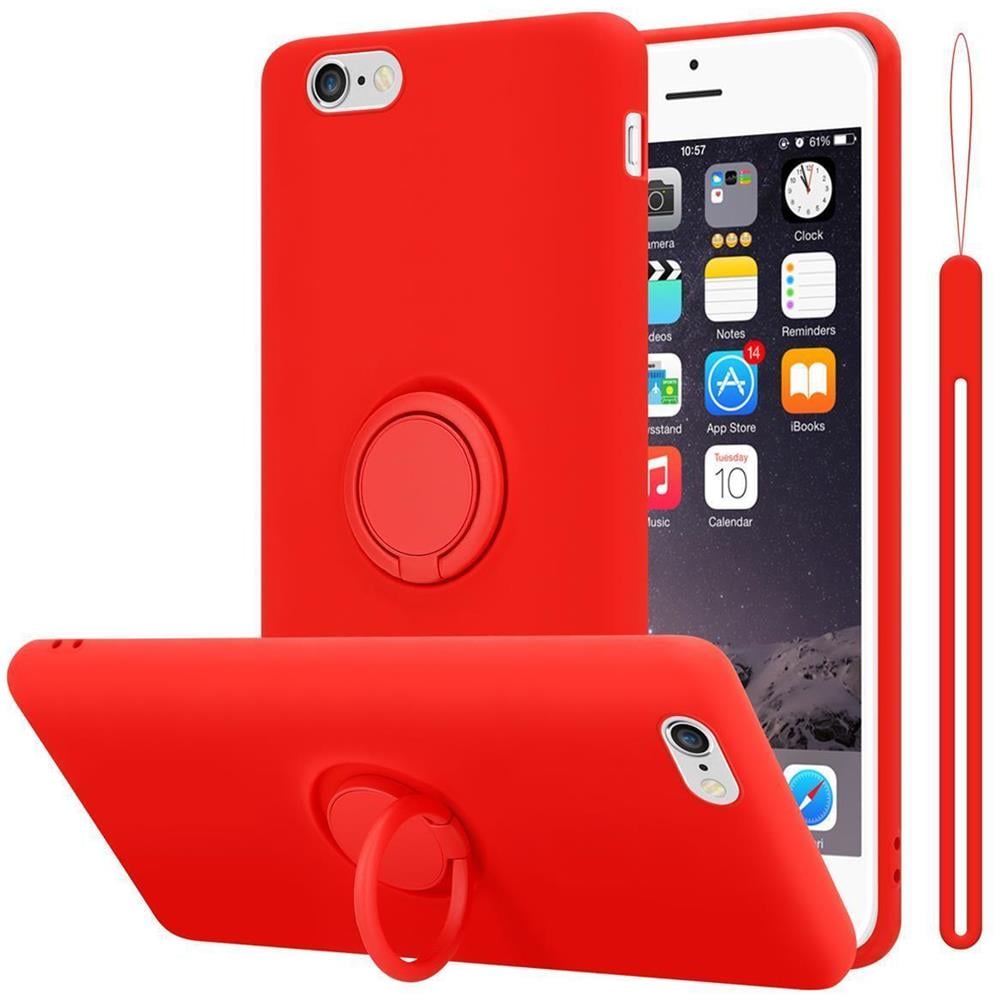 Custodia Compatibile Con Apple Iphone 6 / 6s In Liquid Rosso - Coperchio Protettivo In Silicone Tpu Flessibile Con Anello - Foto 1