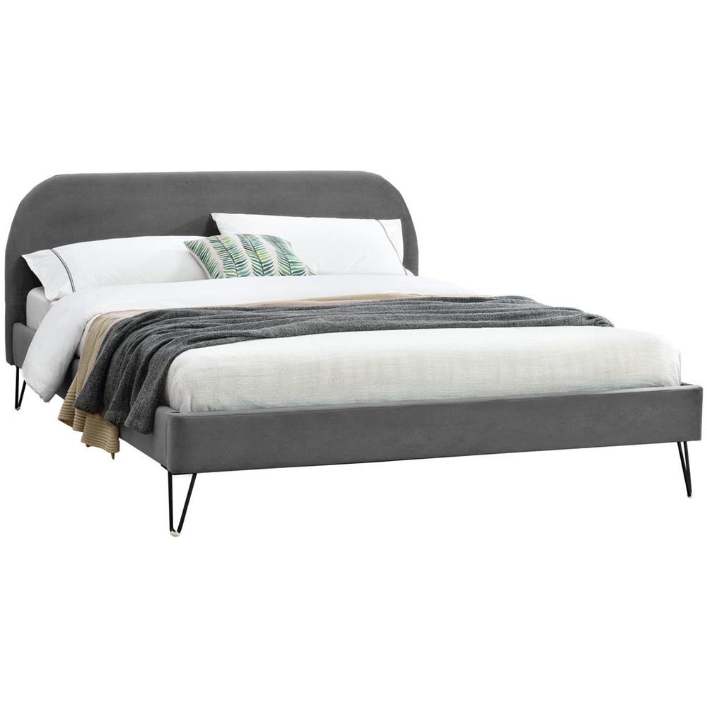 Phoenix Struttura Letto In Velluto Grigio E Piedi Neri 140x190 Cm - Foto 1